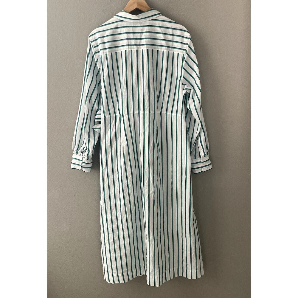 Universal Thread Long Sleeve Tie-Front Midi Shirt Dress Green Stripe XXL - Picture 7 of 8